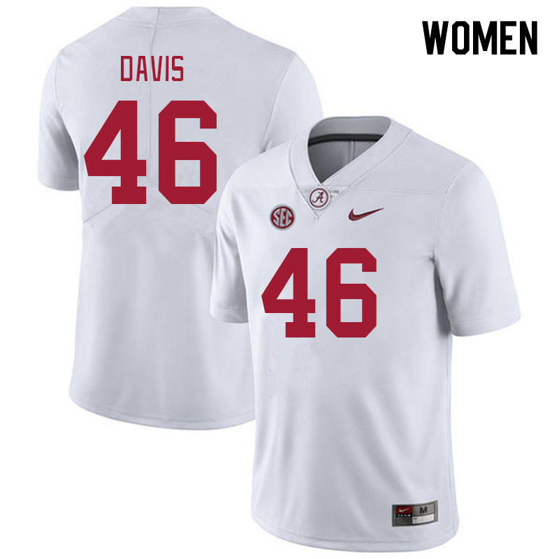 Women #46 Chase Davis Alabama Crimson Tide College Footabll Jerseys Stitched-White